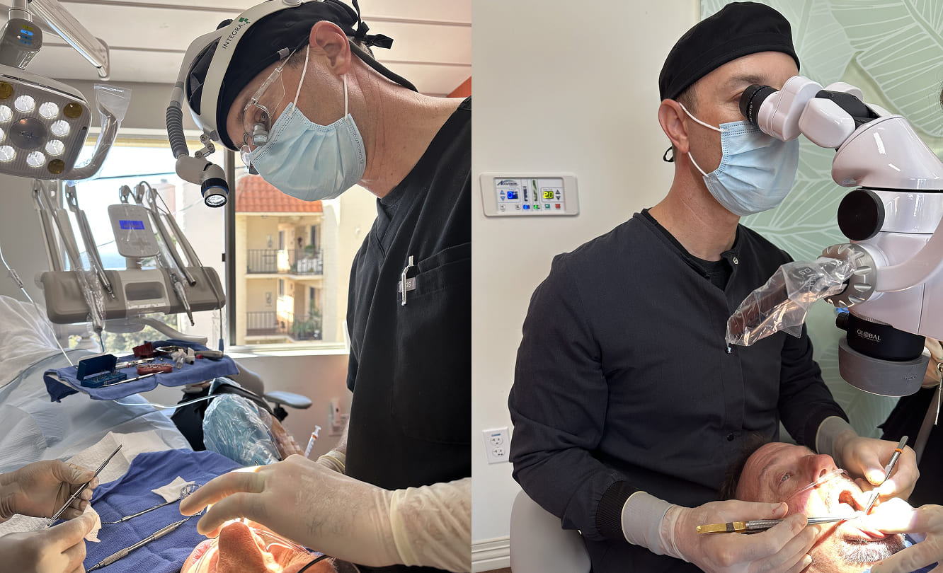 Dr Stephen Hutton performing advanced periodontal microsurgery