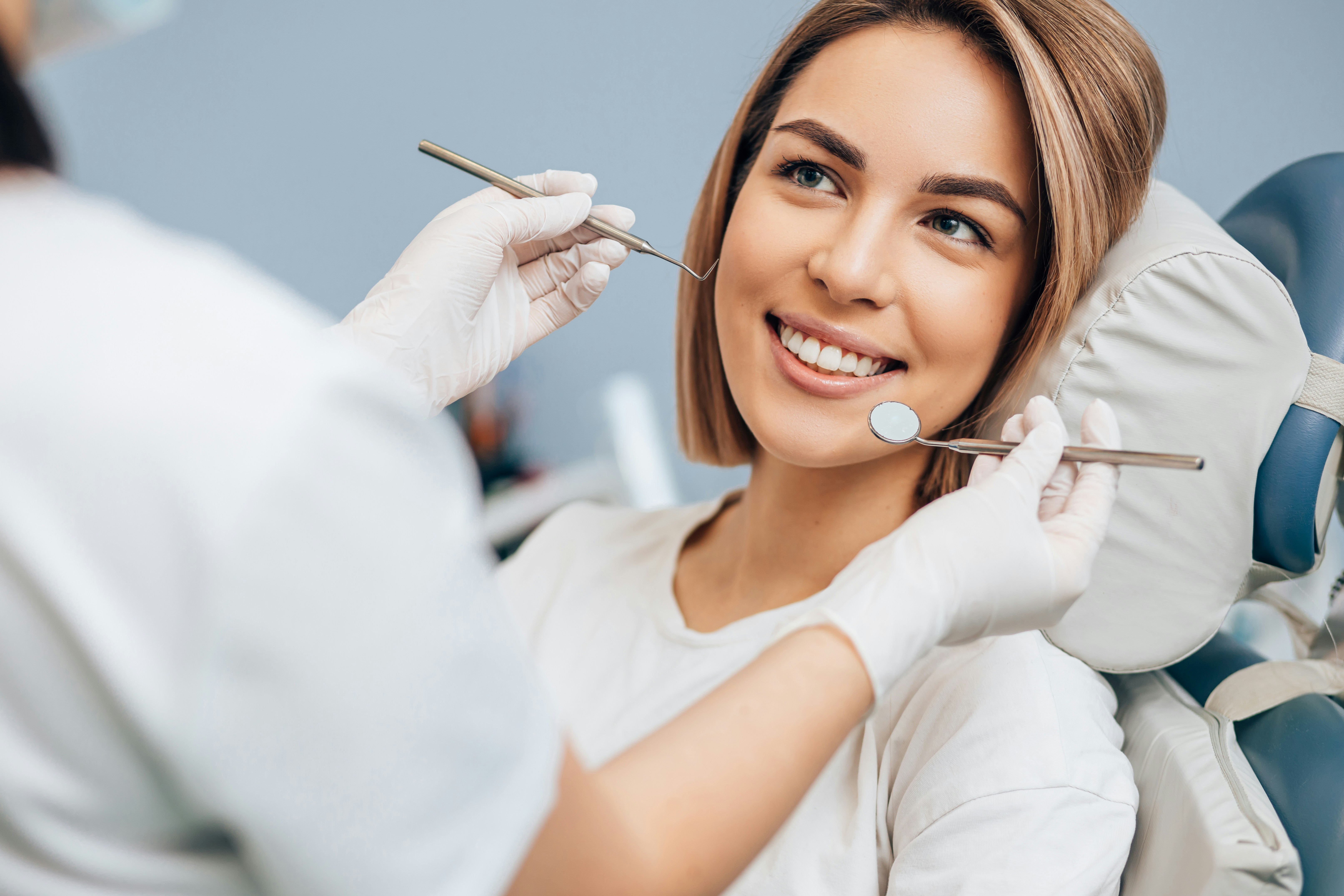 Patient smiling during dental visit
